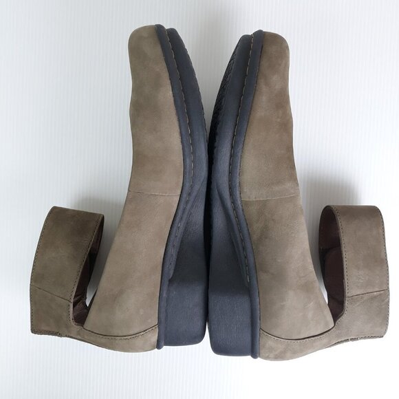 Dansko Lulu Nubuck Leather Ankle Mary Jane Wedge Shoes Taupe 40EU/10US - Picture 6 of 12